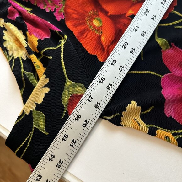 Vintage Womens Floral Print Cardigan Top Open Front Large Slinky Travel Blouse - Picture 3 of 7